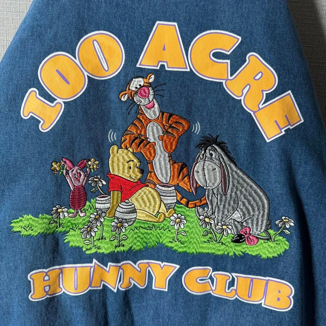 【新品・タグ付き】香港Disney プーさん 刺繍 スタジャン アームロゴ L