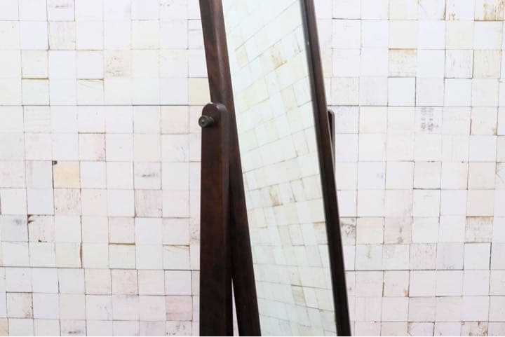 GMFN122○北海道民芸家具 ミラー 鏡 姿見 全身鏡 樺材 無垢材 和家具