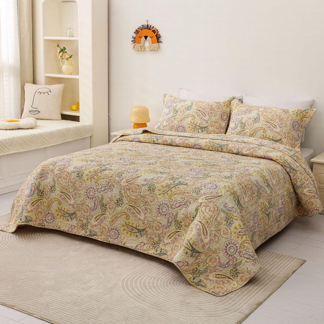 キルトベッドカバー3点セット綿マルチカバー キルティング 836