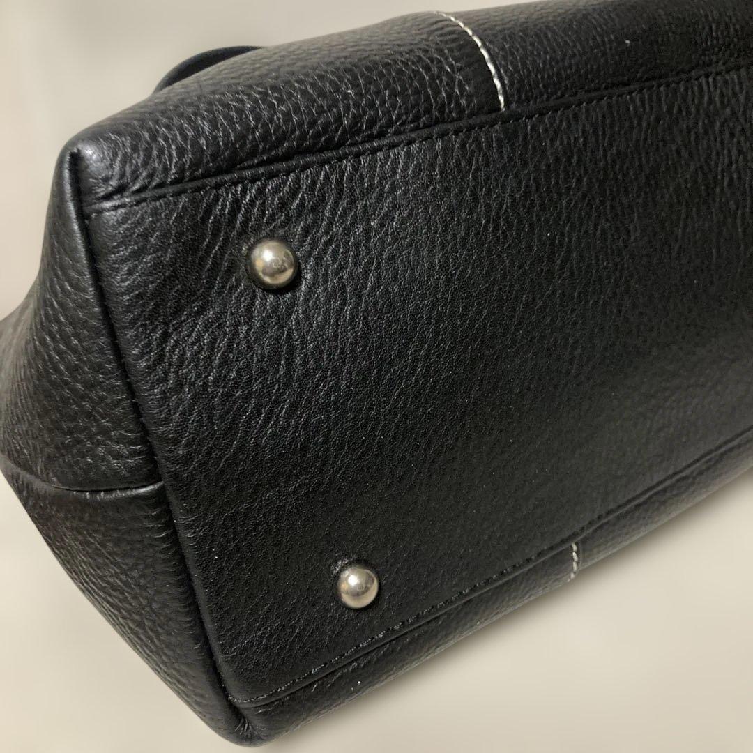 美品■WAKO ワコウ 銀座和光 シボ革 本革ハンドバッグ