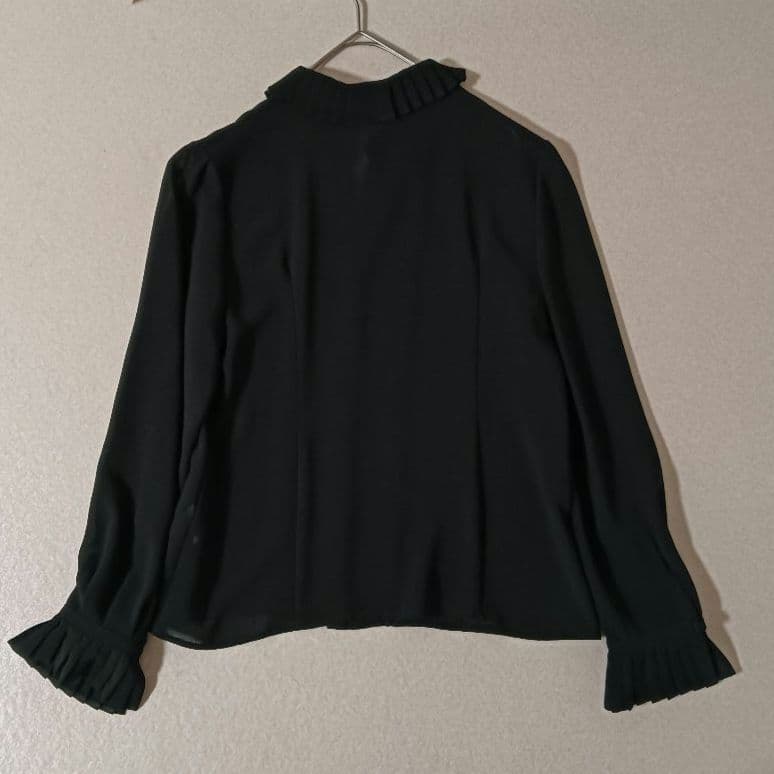 TOCCA　プリーツ襟　シフォン　長袖ブラウス　黒 0