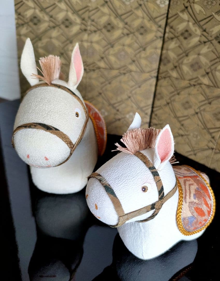 創作人形　午　干支　お正月飾り　縮緬　親子一点物