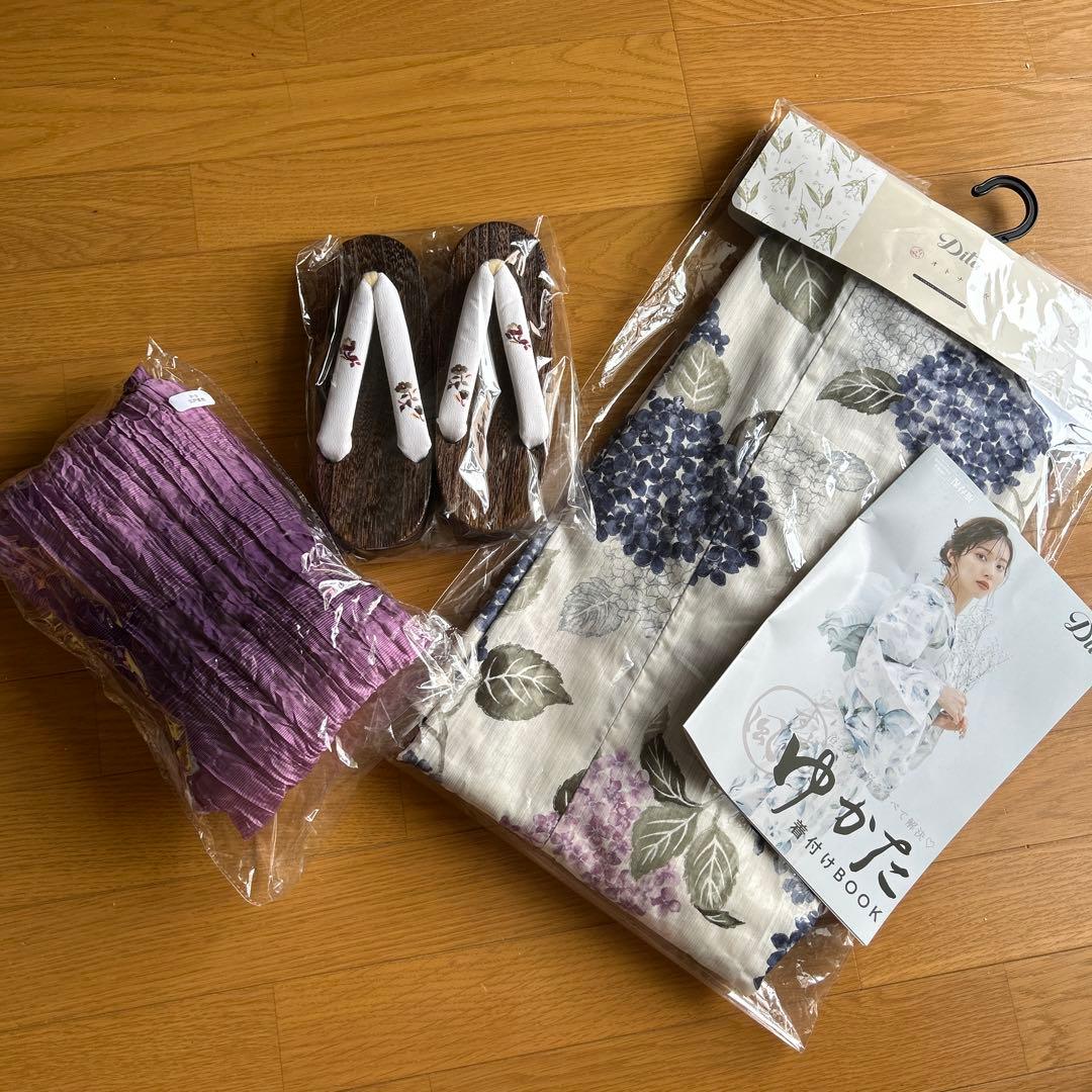 Dita ディータ　紫陽花柄 浴衣・帯セット