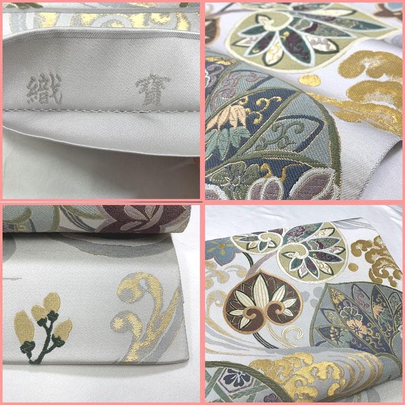 602my1◇織賽 唐織 波に葵 花 金糸 袋帯◇美品