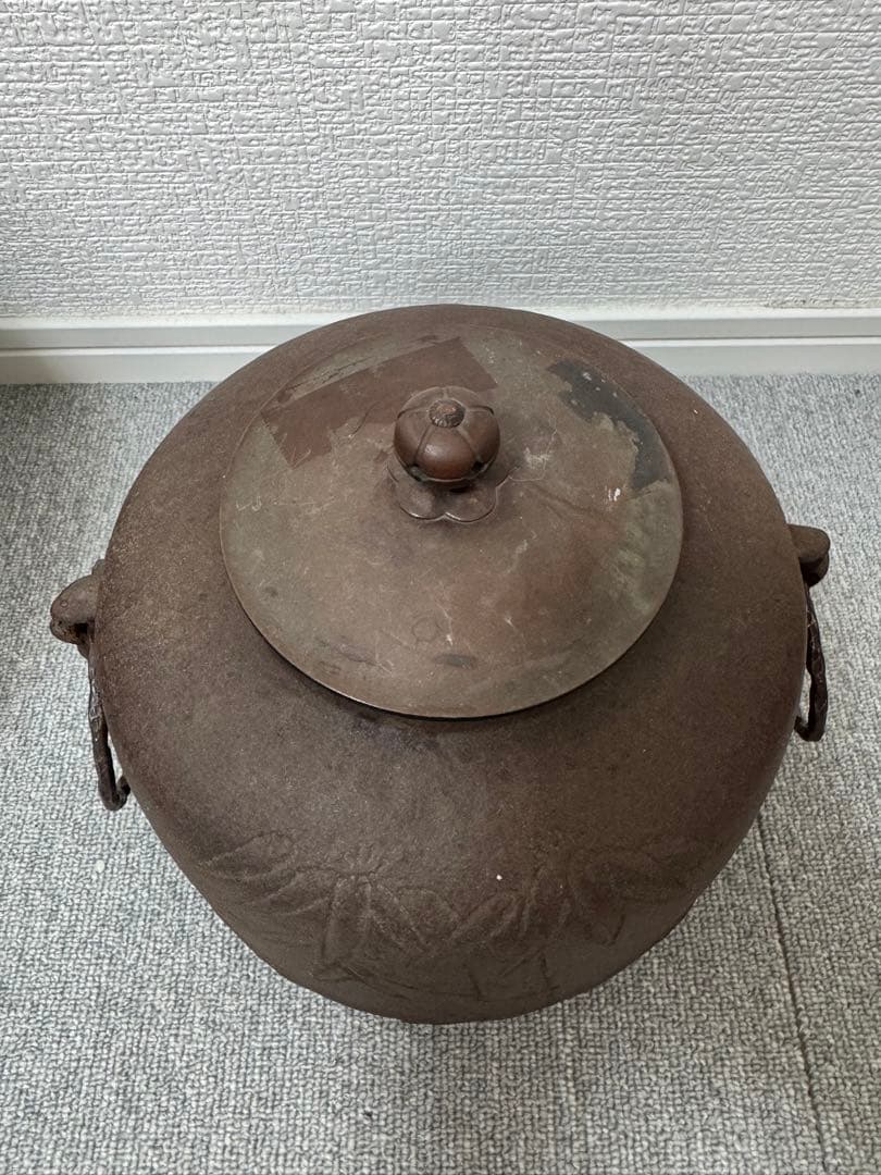 アンティーク　茶道具　風炉　鉄釜　五徳　3点セット