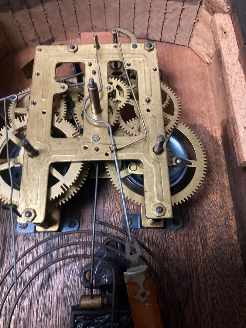 Meiji時計 数打ち式8日巻アンティーク柱時計 稼働中