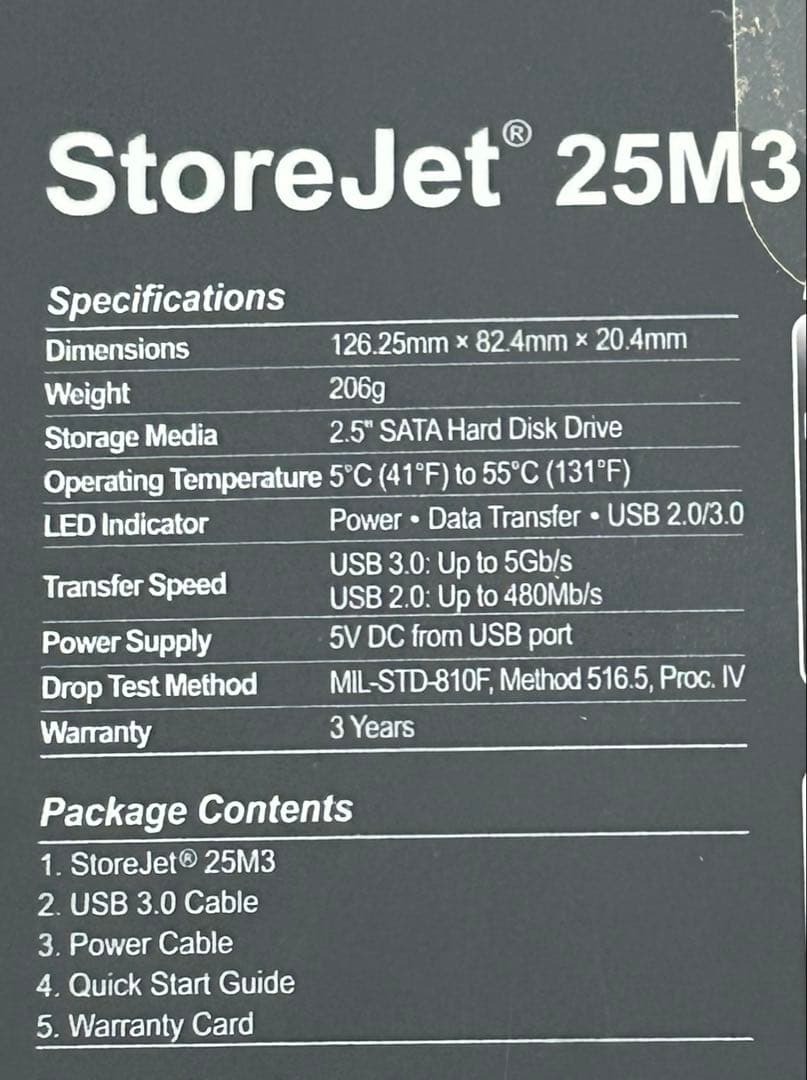 未開封Transcend StoreJet 25M3 640GB