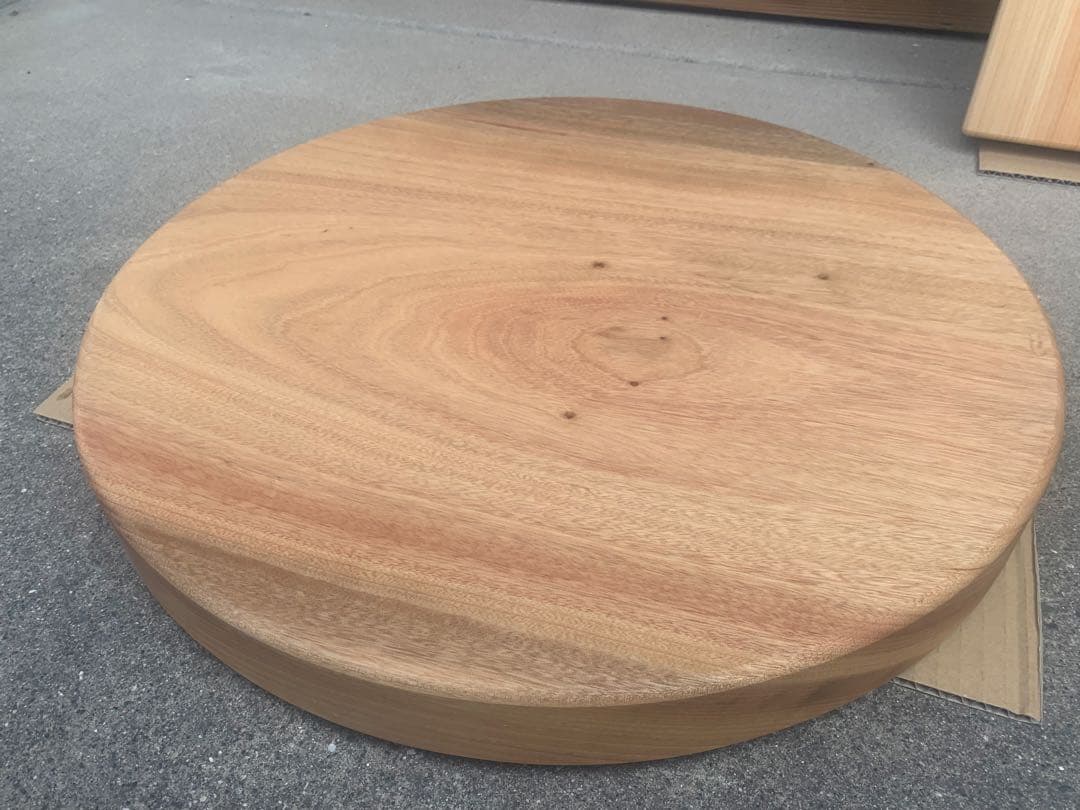 ☆ぺんぎん☆楠円形飾り台、桧片側耳付棚板オーダー製作●確認