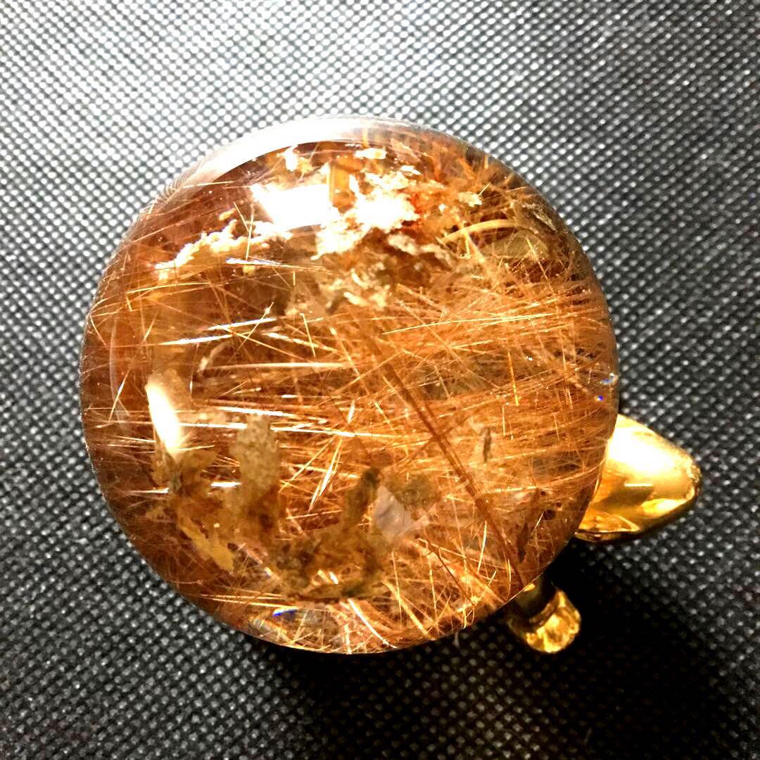 ゴールドルチルクォーツ置物　丸玉　ブラジル産　直経約4.83cm 重さ約160g
