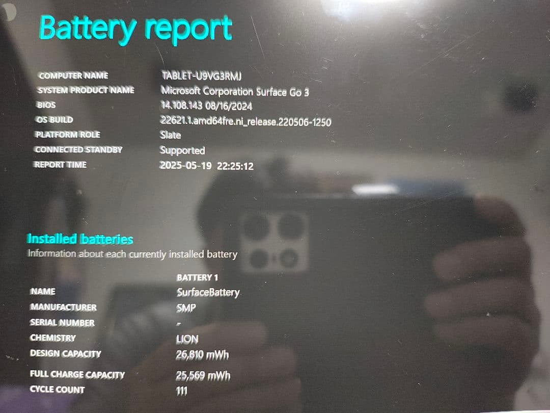 Microsoft Surface Go 3 128GBSSD　バッテリ95%