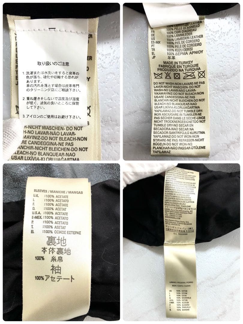 【極美品】 DIESEL シングル ライダースジャケット ラムレザー ブラック