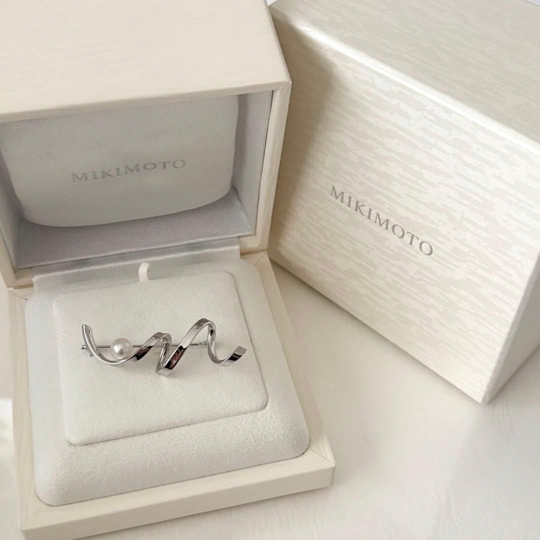 006【ミキモト】シルバー　ブローチ　M パール　約7.1mm