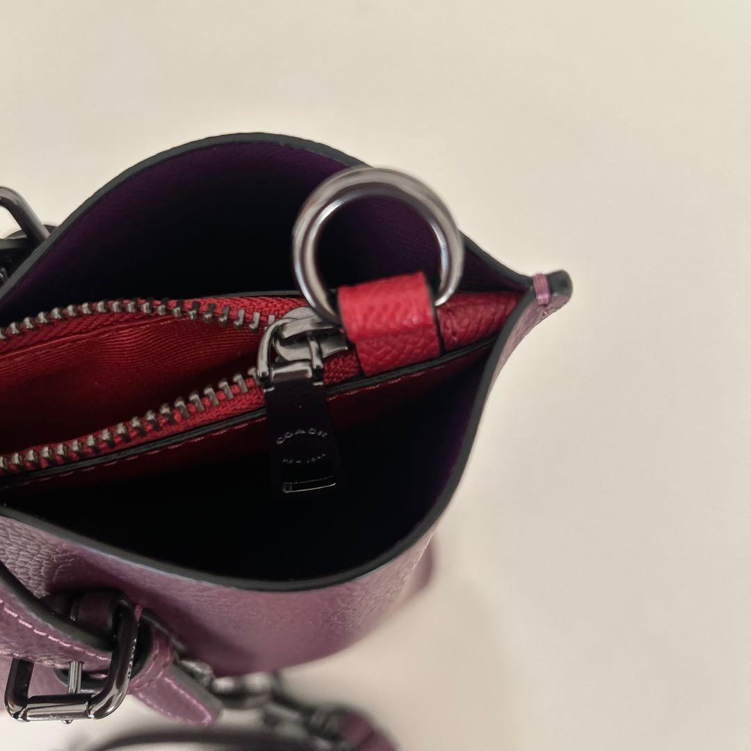 BOBO　　COACH くすみパープル レザー ショルダーバッグ