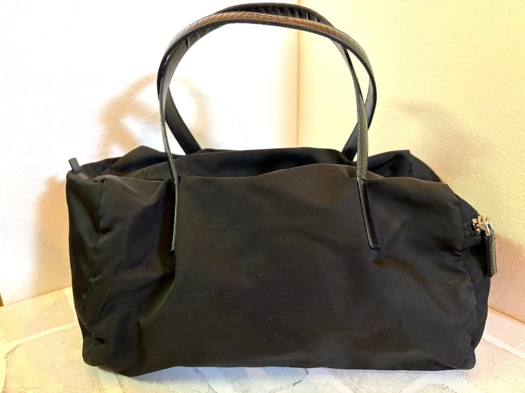 【のんびり◡̈⃝】プラダ ミニボストン ハンドバッグ ナイロン レザー