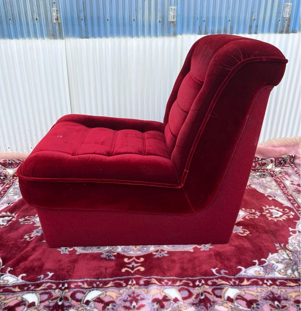 【アンティーク】ベロアソファ 1人掛けソファ 昭和レトロ 当時物 喫茶店 古家具