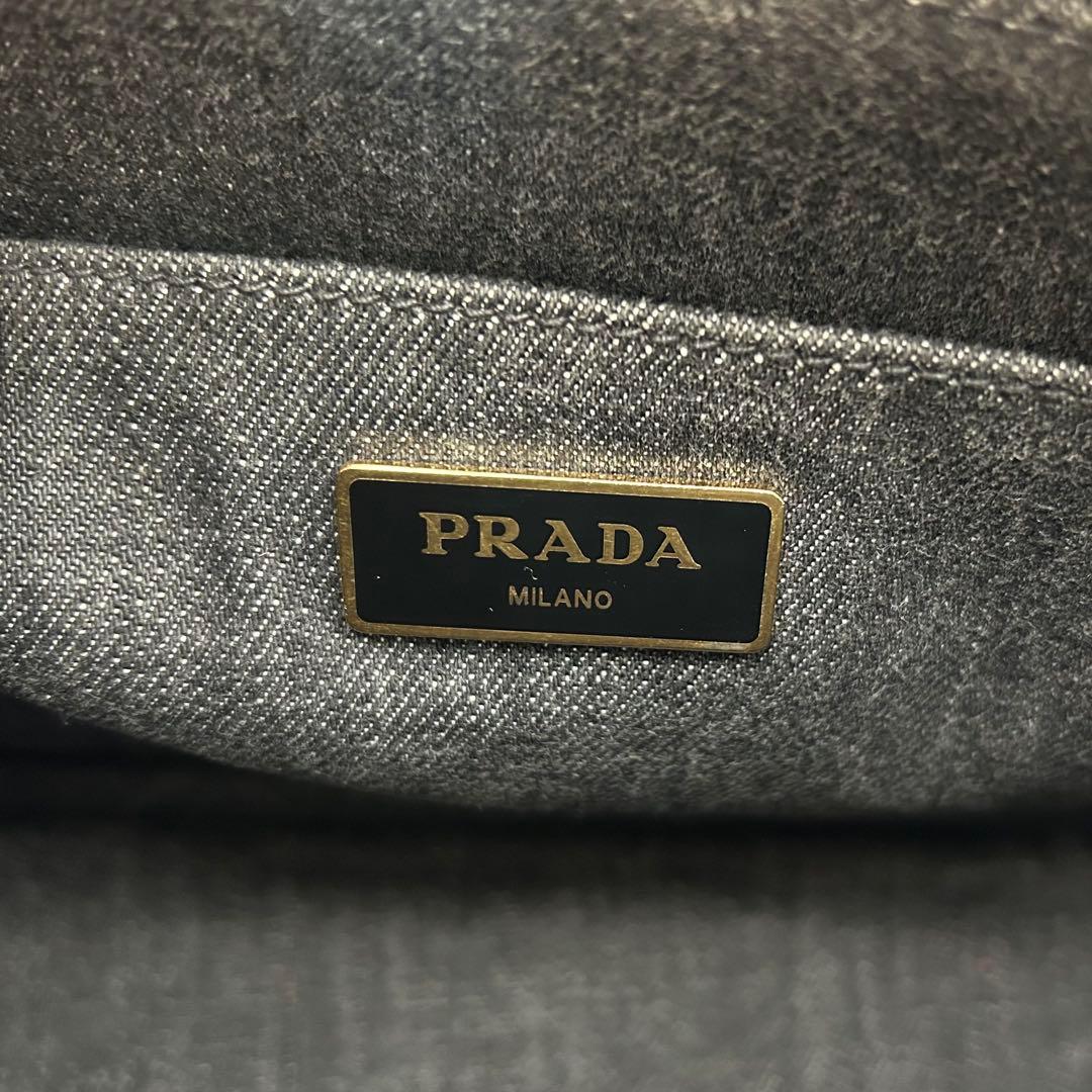 美品　プラダ　カナパ　2way　トートバッグ　デニム　ショルダーバッグ　ブラック