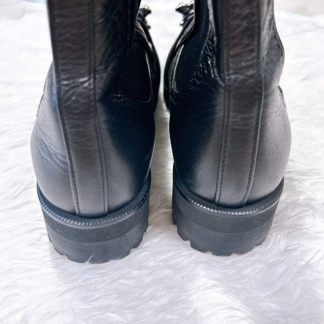 美品 DIANA ビジューショートブーツ サイドゴア 黒 24cm 軽量