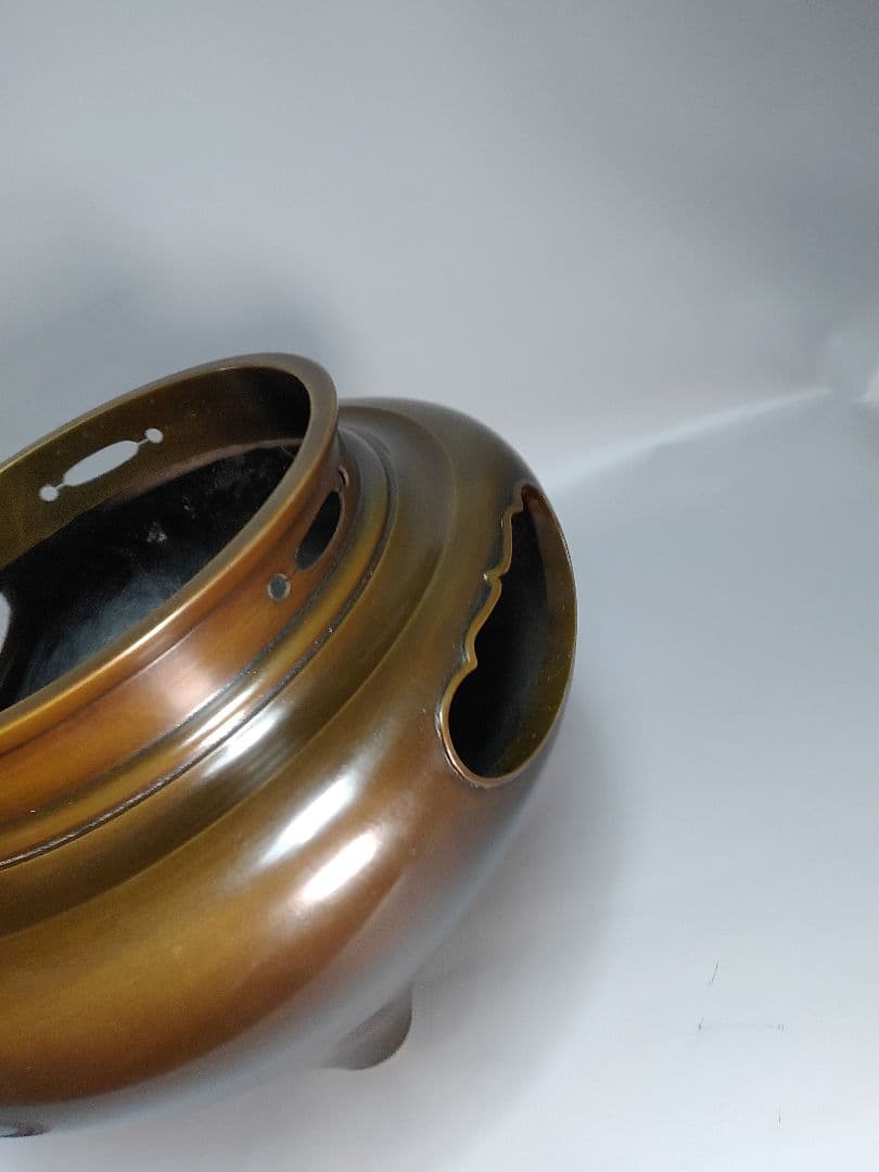 【茶道具】 唐銅朝鮮風炉釜 　 釜師　角谷莎村作　釜273