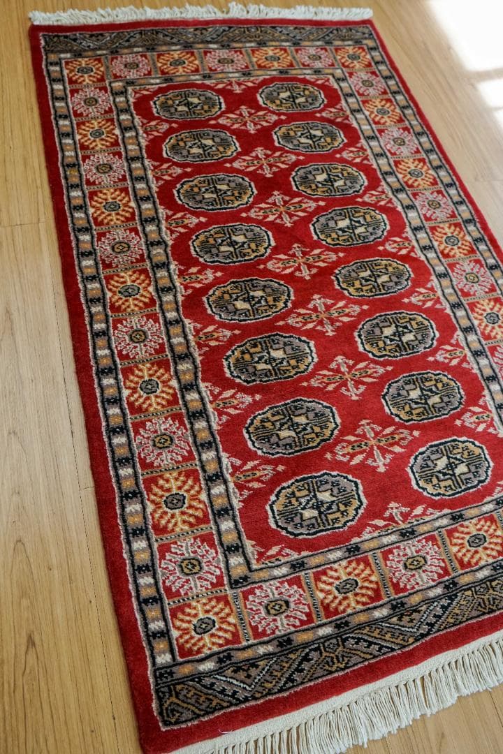 パキスタン手織り絨毯 トルクメンボハラ トライバルラグ 130×80cm