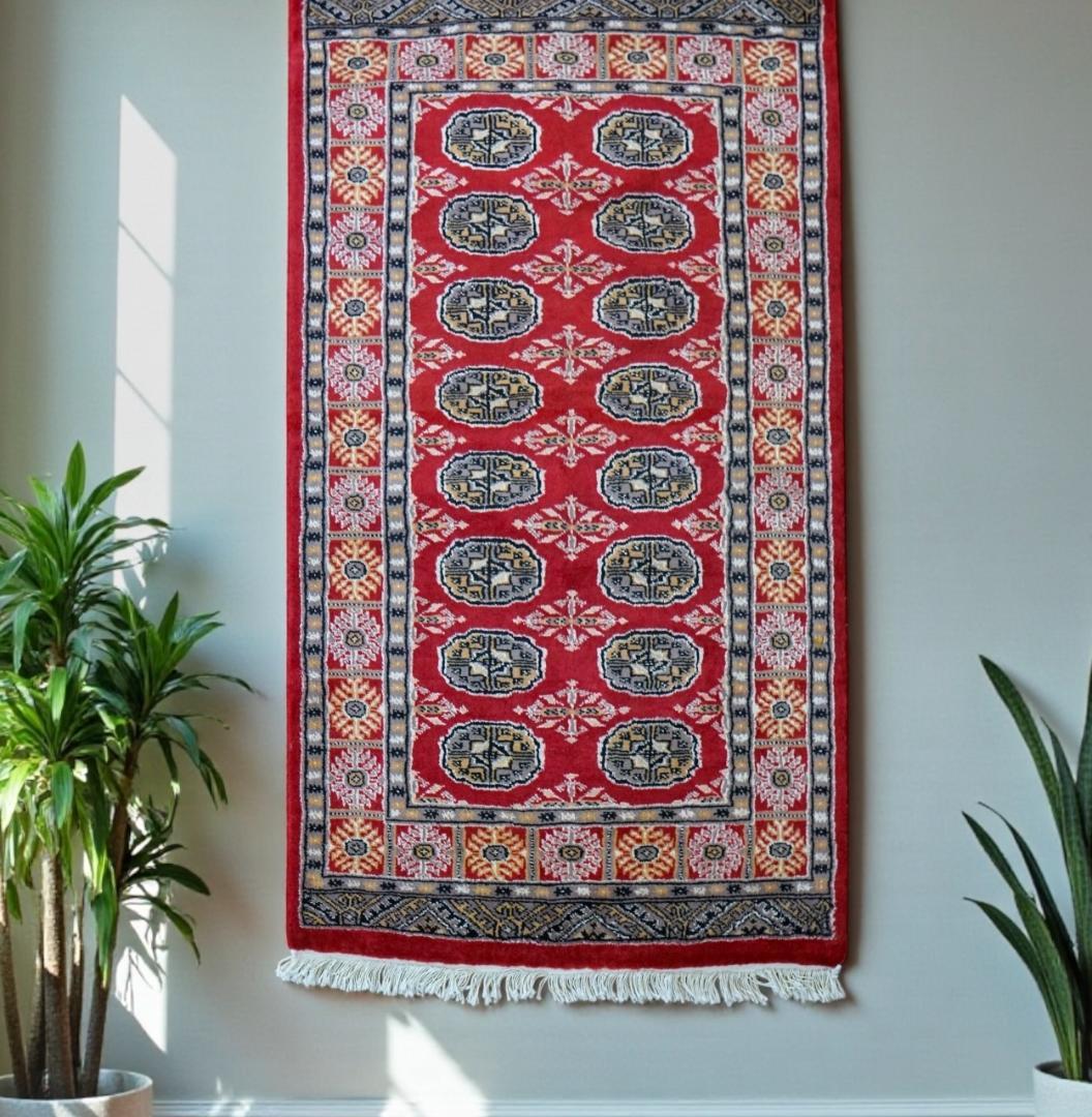 パキスタン手織り絨毯 トルクメンボハラ トライバルラグ 130×80cm