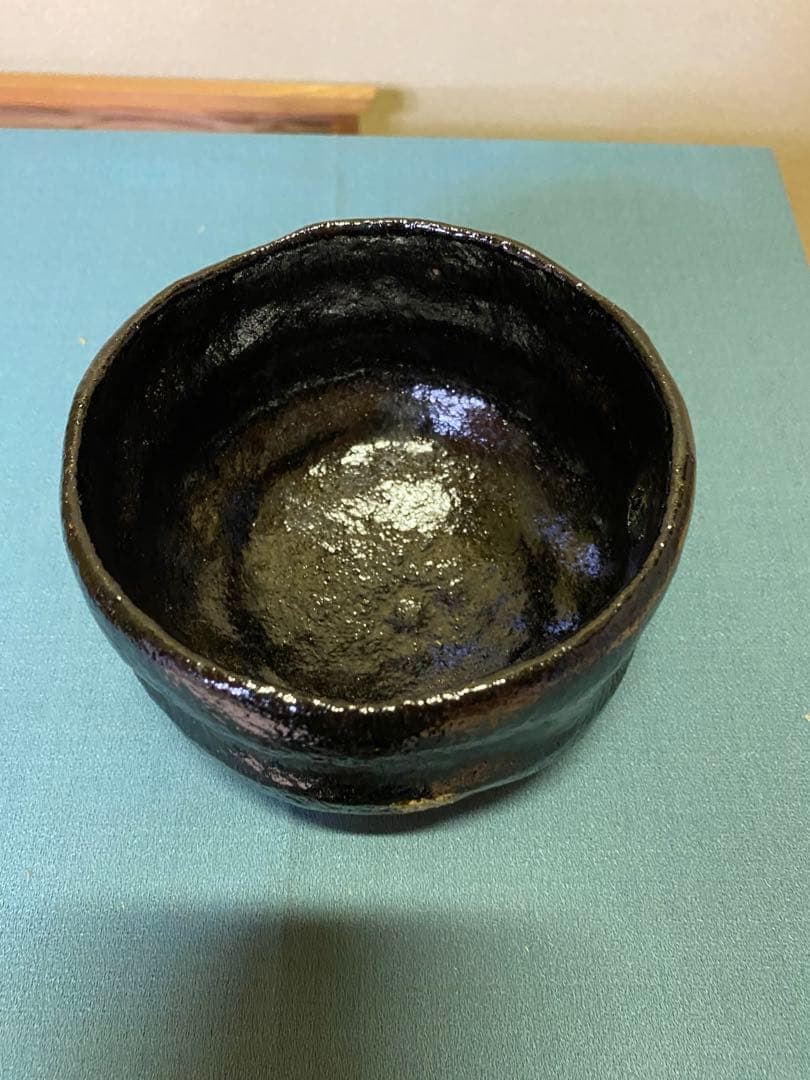 【本日限定】茶道具/黒茶碗　小川長楽 『黒 松声』 鵬雲斎書付 アンティーク