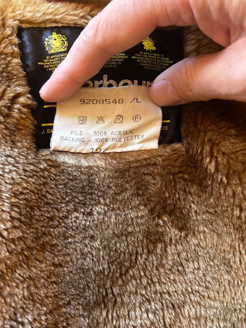 バブアー Barbour ライナーベスト ヴィンテージ ブラウン フェイクファー
