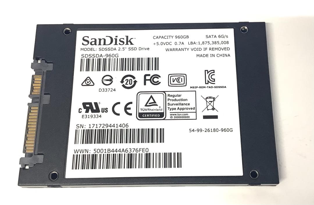 ②-WA412 SanDisk SATA 960GB SSD 2.5 1点