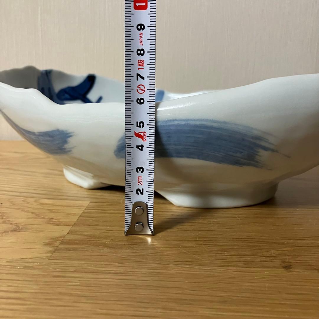 夕立窯　桜型うさぎ柄鉢　楕円型鯛柄鉢