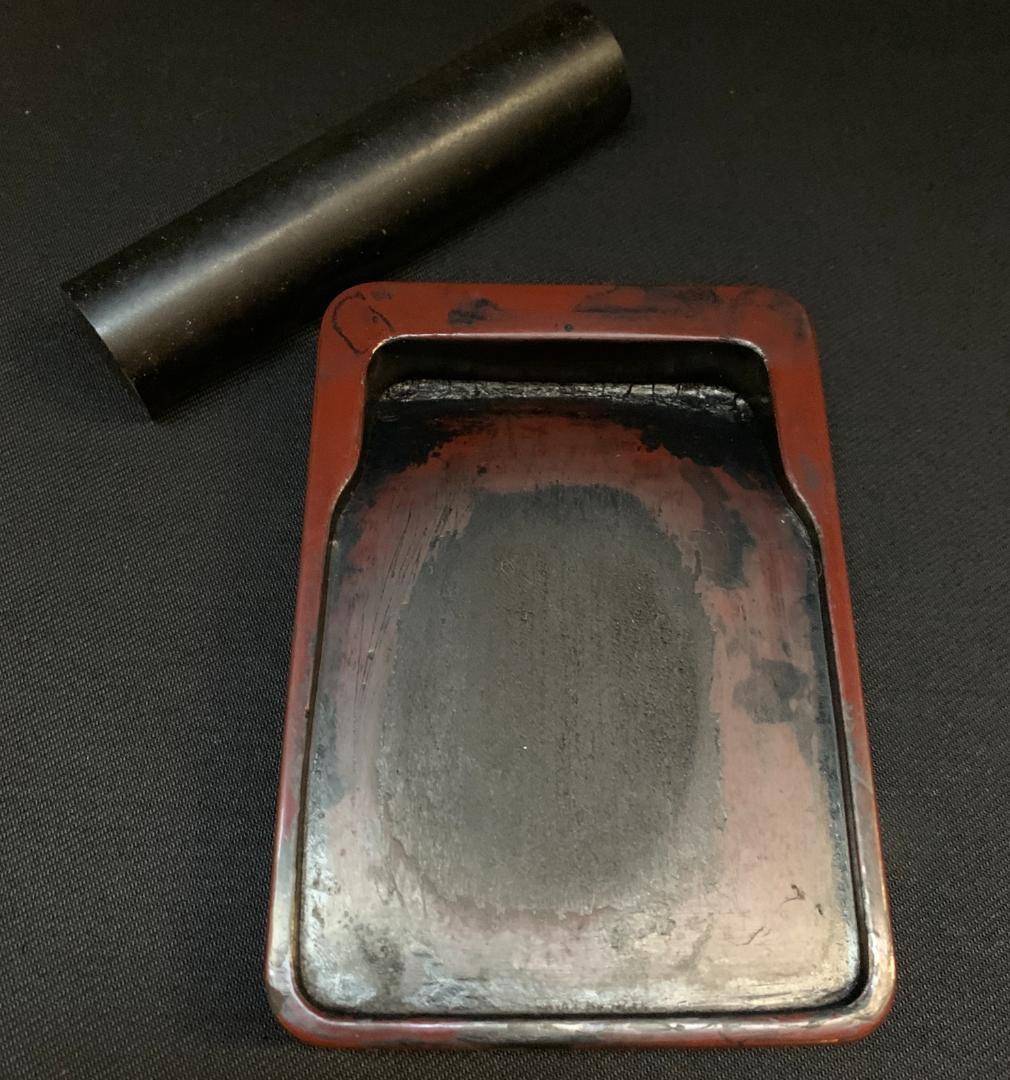 中国 骨董 硯 文鎮 箱 彫刻 書道 古 道具 文箱 漆 筆入 時代 美術