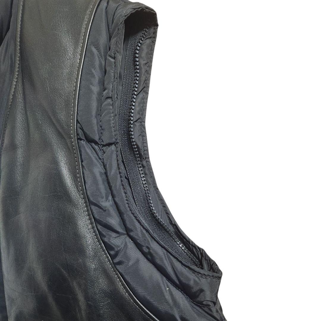 80s90s USA製 Schott レザーダウンベスト 40 グースダウン