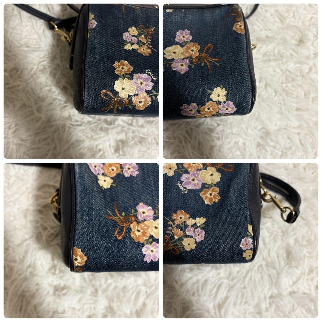 ✨希少✨コーチ ショルダーバッグ 花柄 デニム ゴールド金具 2way ネイビー