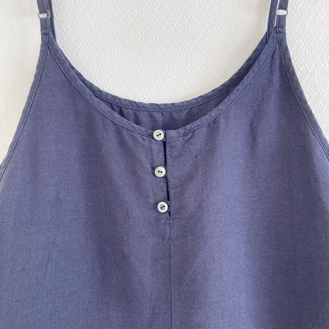 2025✨ 今季✨ ネストローブ　リネンレースヘムキャミソール　ネイビー　F
