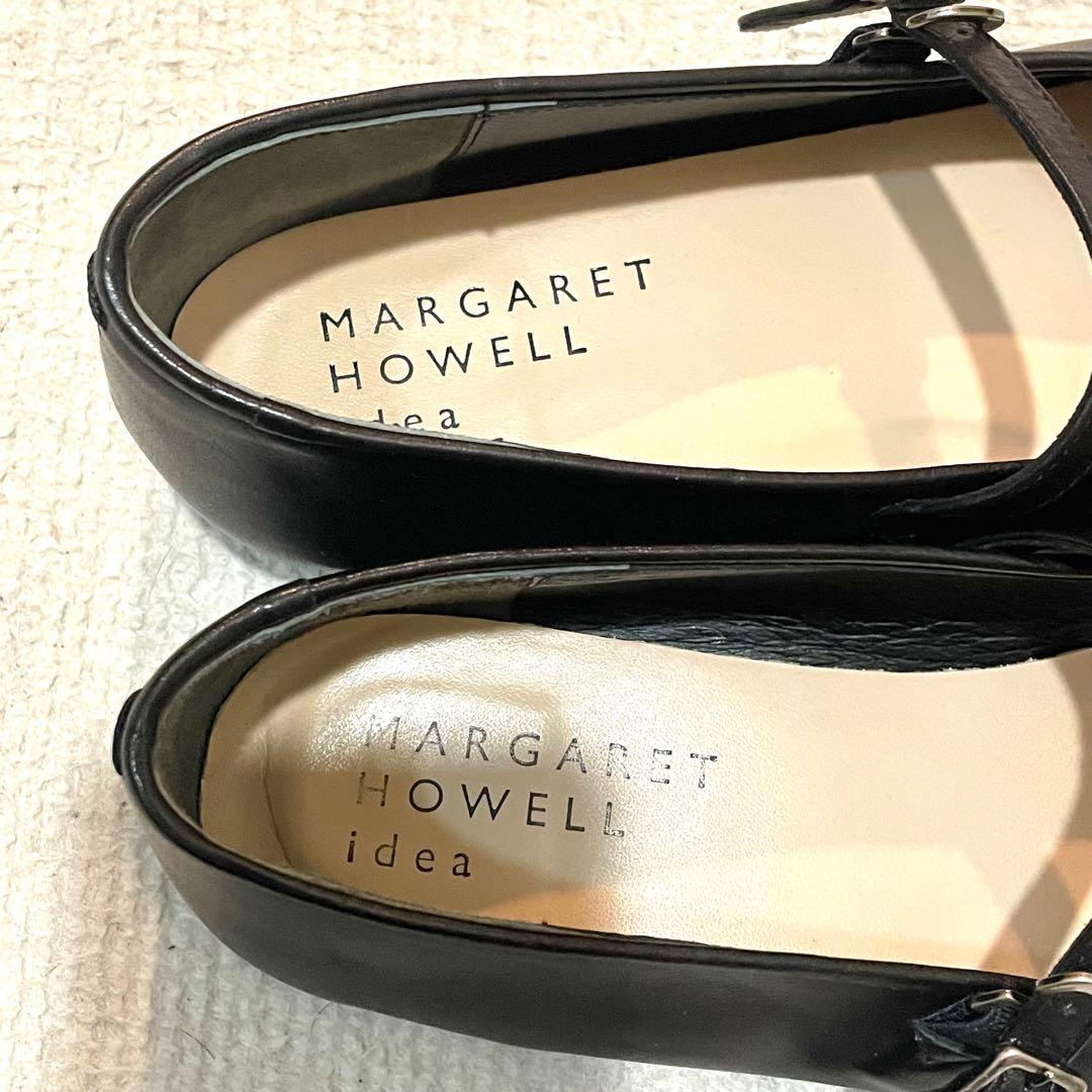 マーガレットハウエル ストラップ フラットシューズ メリージェーン 黒 23.5