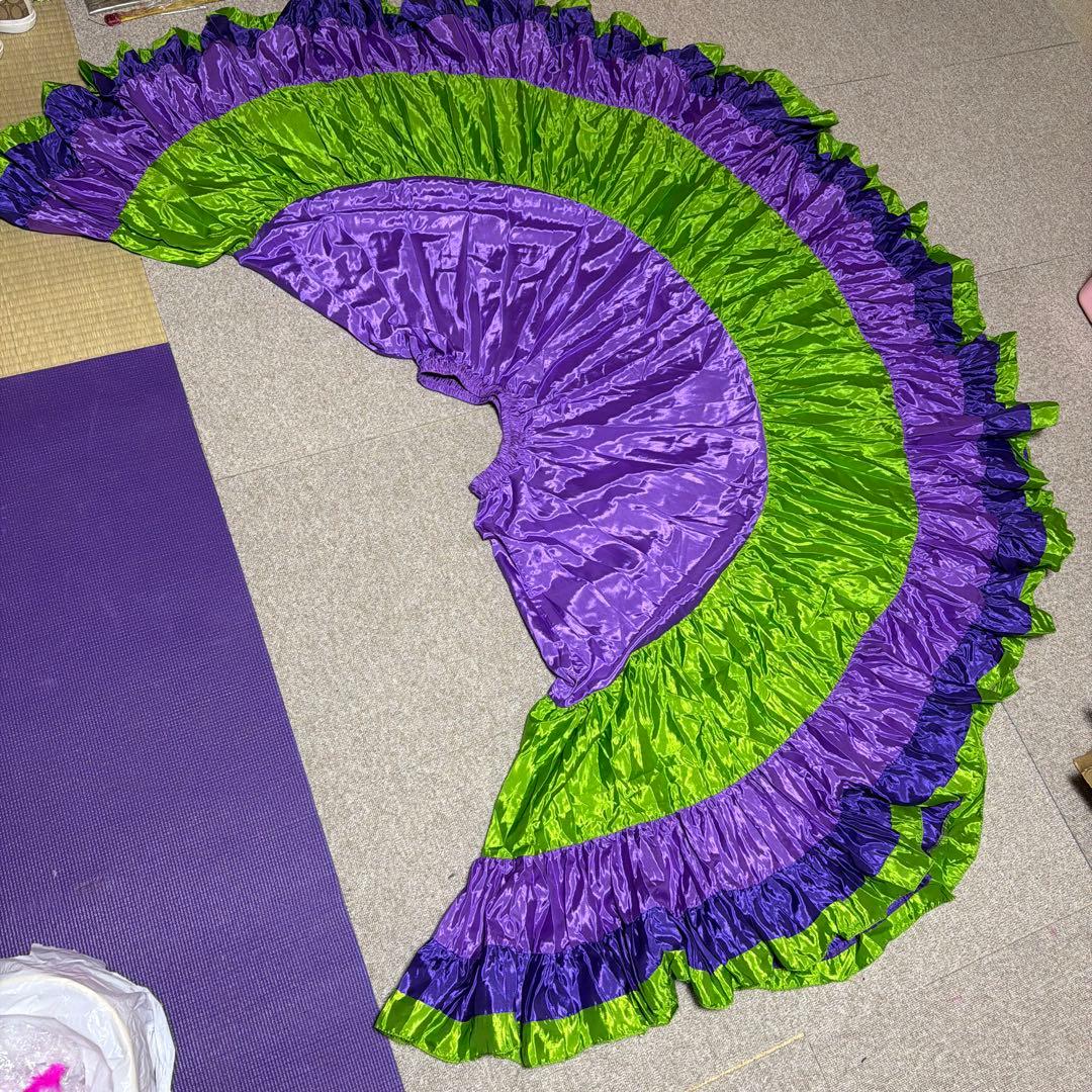 ベリーダンス用フリルスカート 紫と緑