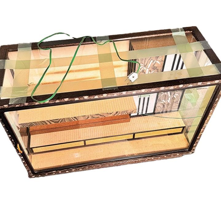 ガラスキャビネット 飾り棚 昭和レトロ 木目調 ガラスケース 店舗 什器 畳 桜