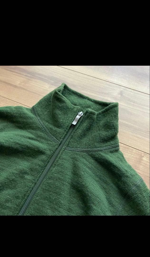 Woolpowerウールパワー ハーフジップニットセーター緑◆メンズS
