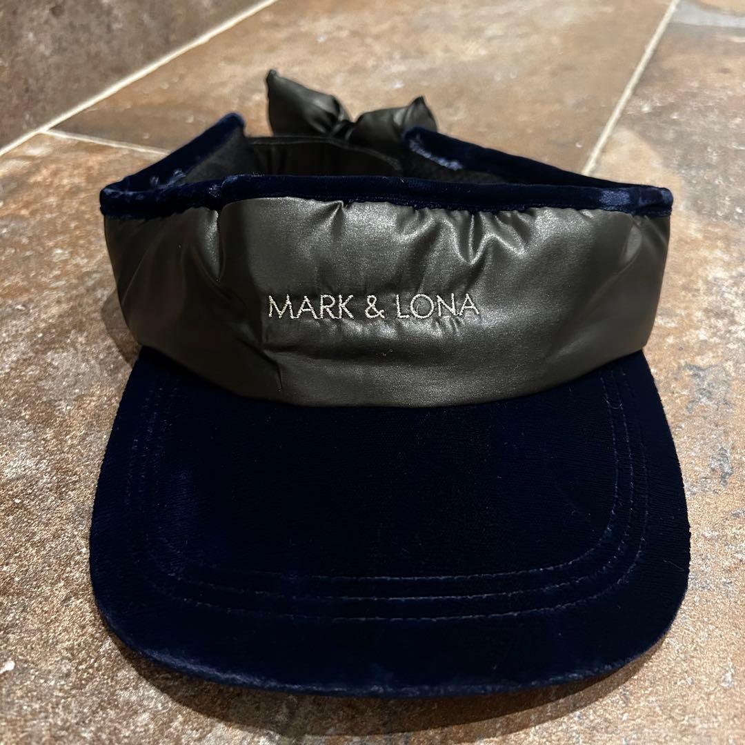 MARK&LONA サンバイザー リボン　スカル　ロゴ　レディース　ゴルフ
