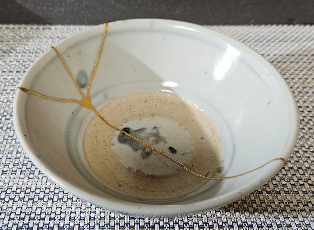 中国古陶磁器　明代 明朝　青華　古染付　 呉須　草花文様　茶碗　茶道具　茶器