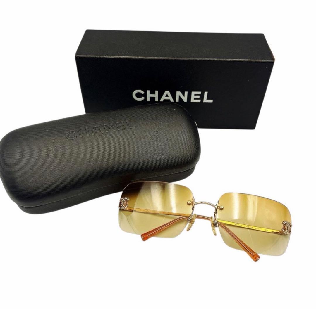 シャネル サングラス 4017-D ココマーク ラインストーン リムレス Y2K