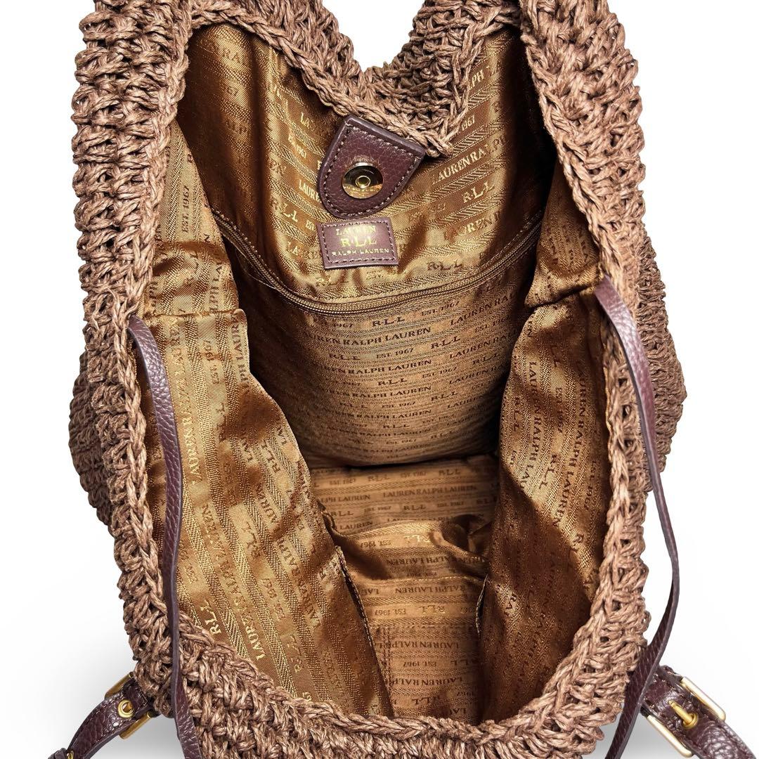 美品✨ローレンラルフローレン かごバッグ ロゴチャーム ゴールド金具