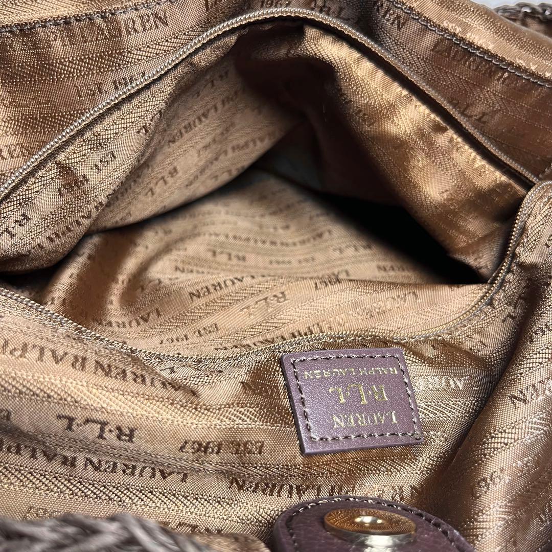 美品✨ローレンラルフローレン かごバッグ ロゴチャーム ゴールド金具