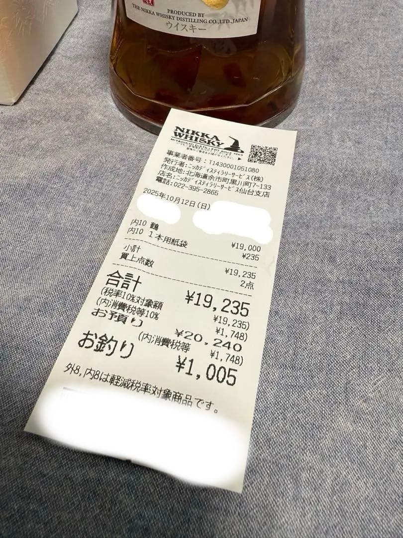 NIKKA WHISKY 鶴 TSURU 750ml ギフト袋付き