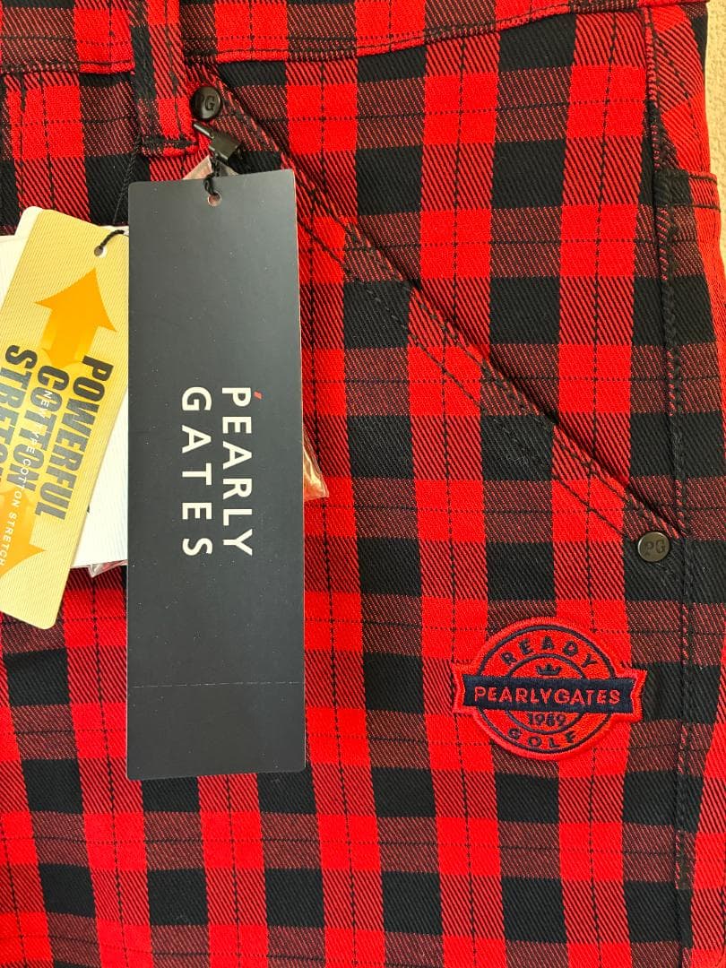 【新品】パーリーゲイツ レディース　ストレッチ　ショートパンツ　赤チェック柄