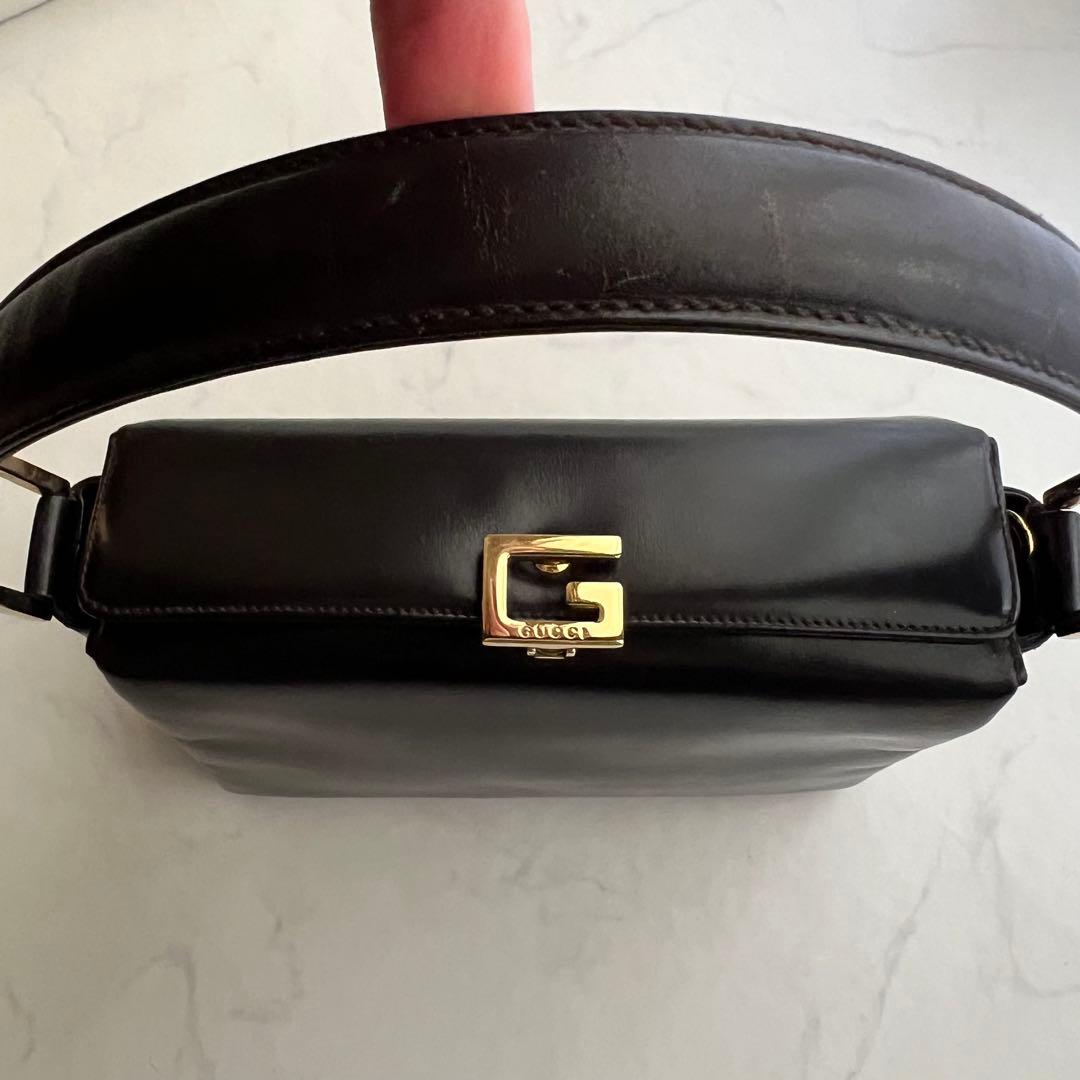 正規品 グッチ ショルダーバッグ ダークブラウン レザー 金具 ワンショルダー