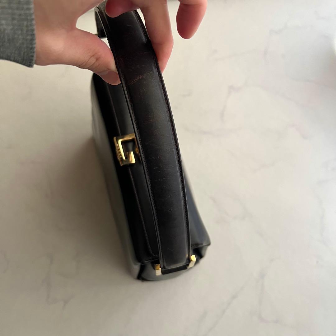 正規品 グッチ ショルダーバッグ ダークブラウン レザー 金具 ワンショルダー