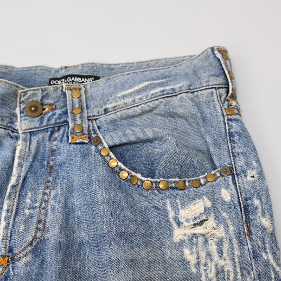 ■ DOLCE&GABBANA スタッズ Y2K 虎刺繍 ジーンズ 48286*