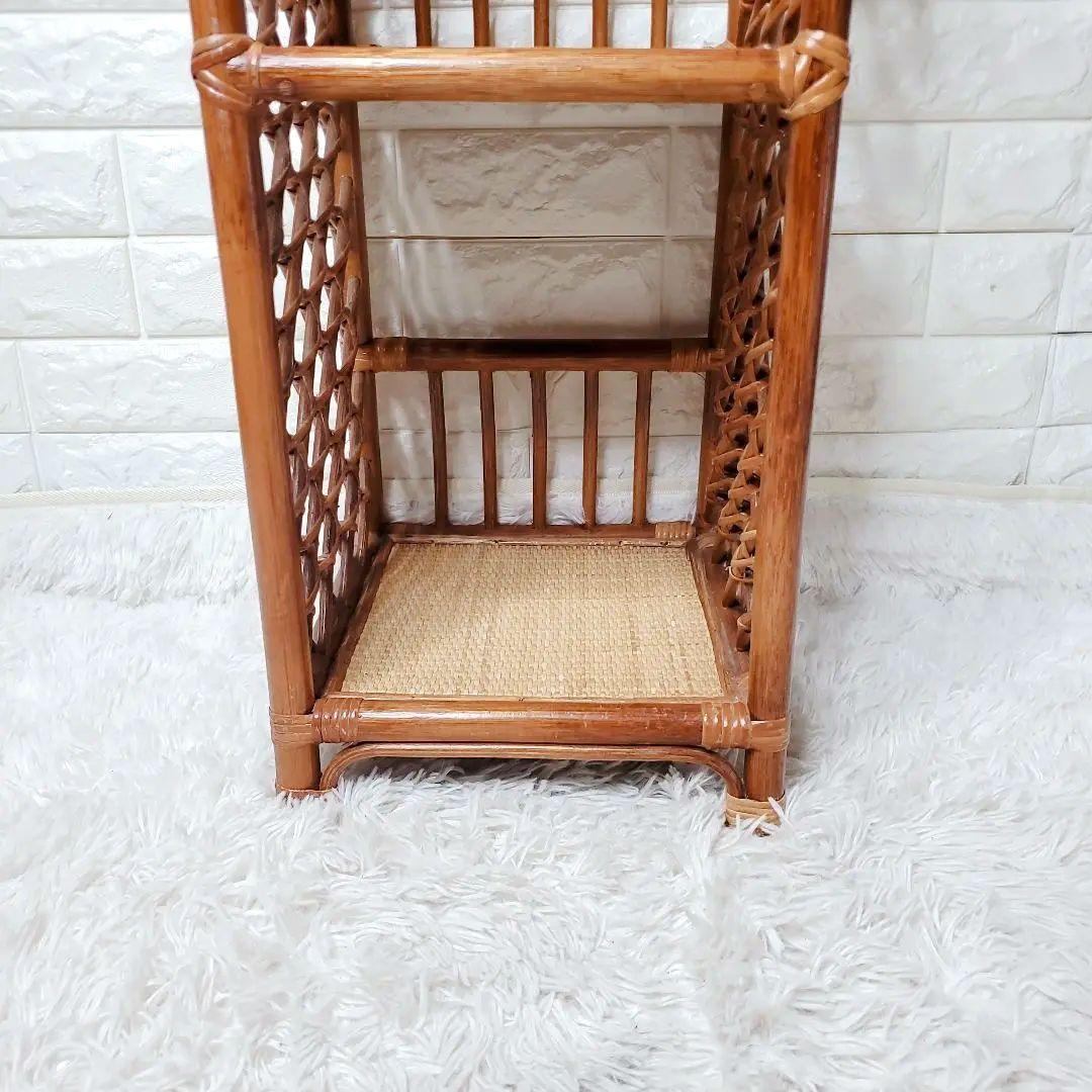 ヴィンテージ　Kazama　籐 ラタン シェルフ シェルフL　4段　自然素材