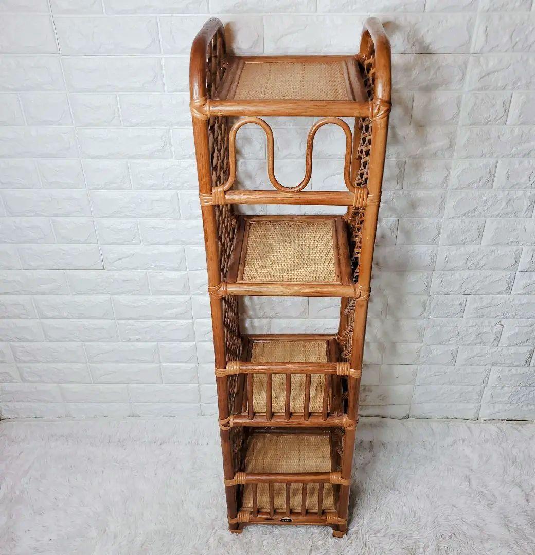 ヴィンテージ　Kazama　籐 ラタン シェルフ シェルフL　4段　自然素材