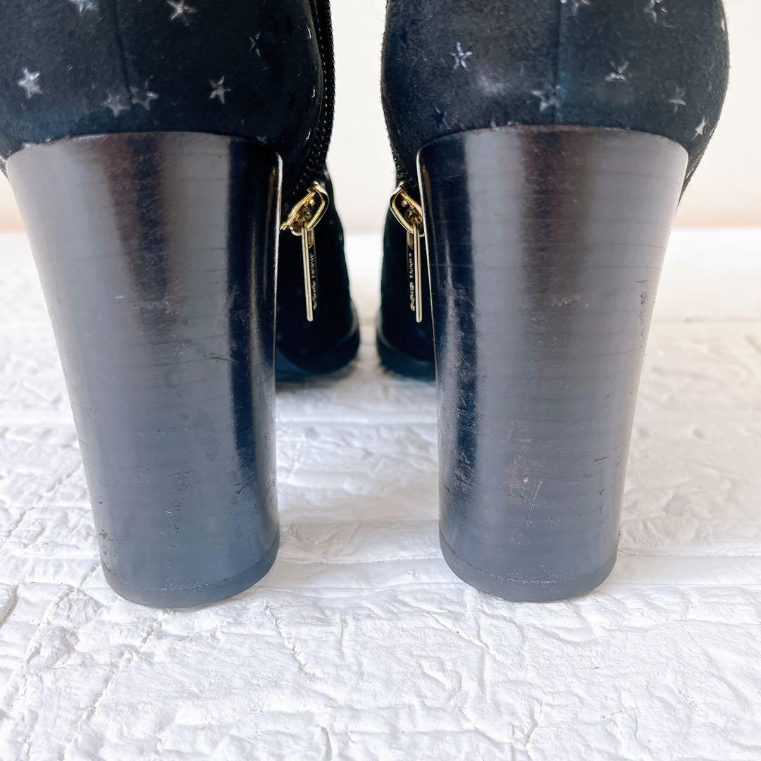 JIMMY CHOO スター柄 ショートブーツ スエード調 ネイビー