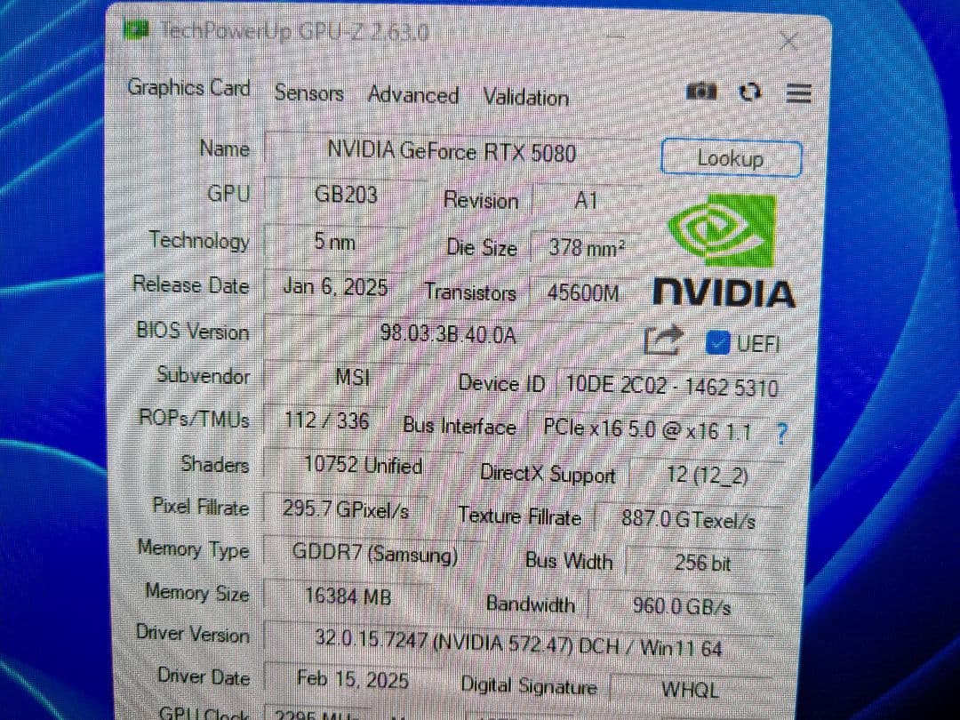 ROP確認済 MSI RTX 5080 16GB VENTUS 3X OC